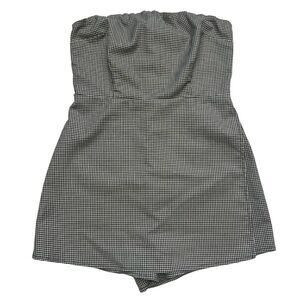 Urban Outfitters Strapless Romper Size S Black White Houndstooth Mini Skort‎